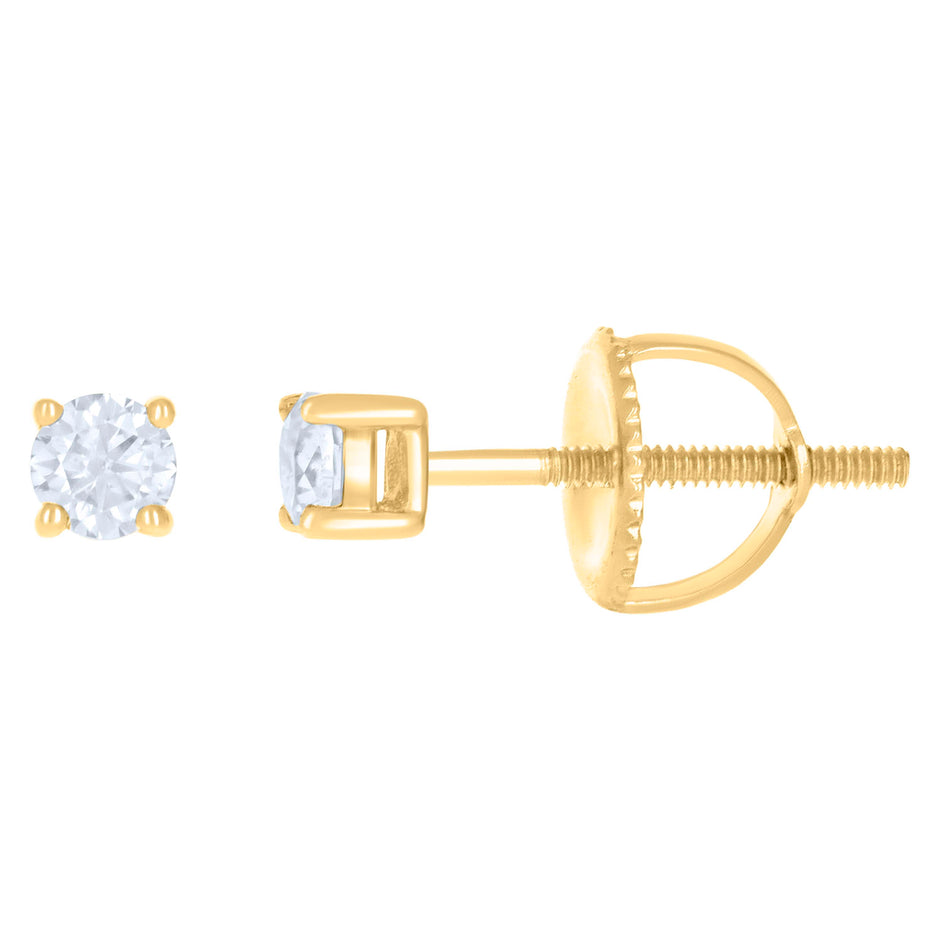 10kt Yellow Gold Unisex Moissanite 0.20ct Solitaire Stud Earrings