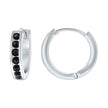 925 Sterling Silver Womens Black Cubic-Zirconia Single Row CZ Hoop Earrings