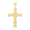 10kt Yellow Gold Unisex Textured Budded Cross Religious Charm Pendant