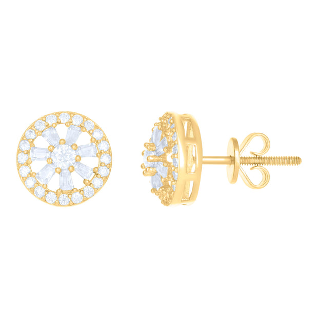 10kt Yellow Gold Womens Moissanite 1.106ct Fashion Stud Earrings