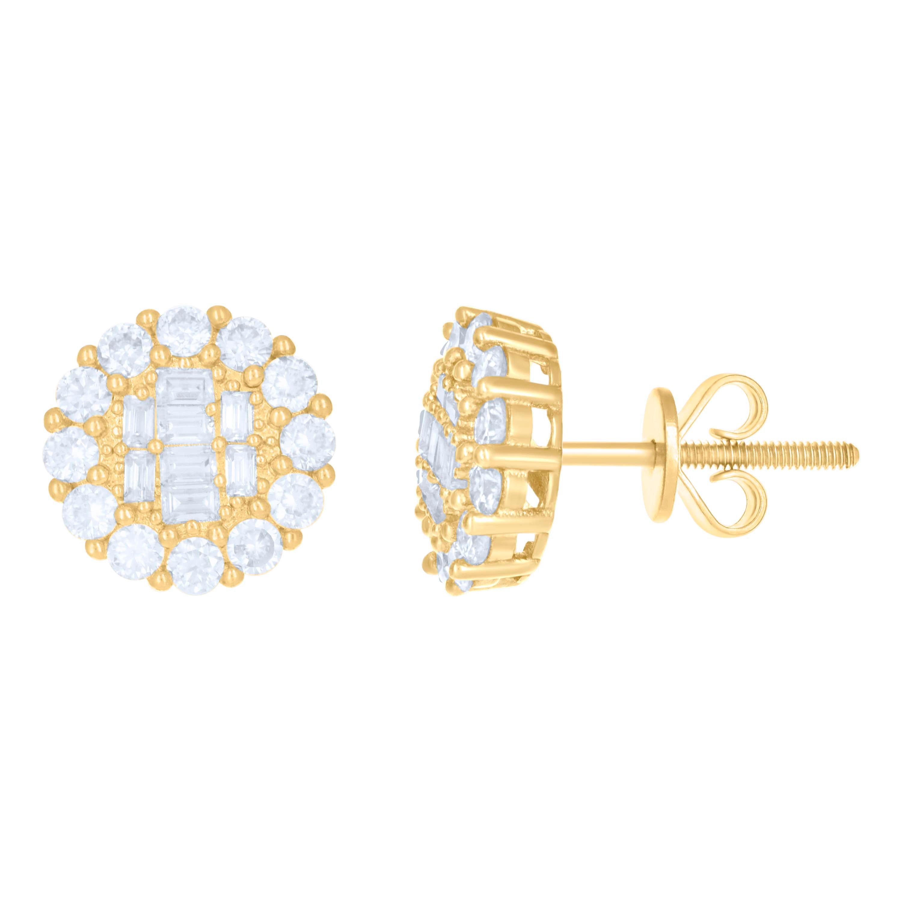 10kt Yellow Gold Womens Moissanite 1.32ct Fashion Stud Earrings