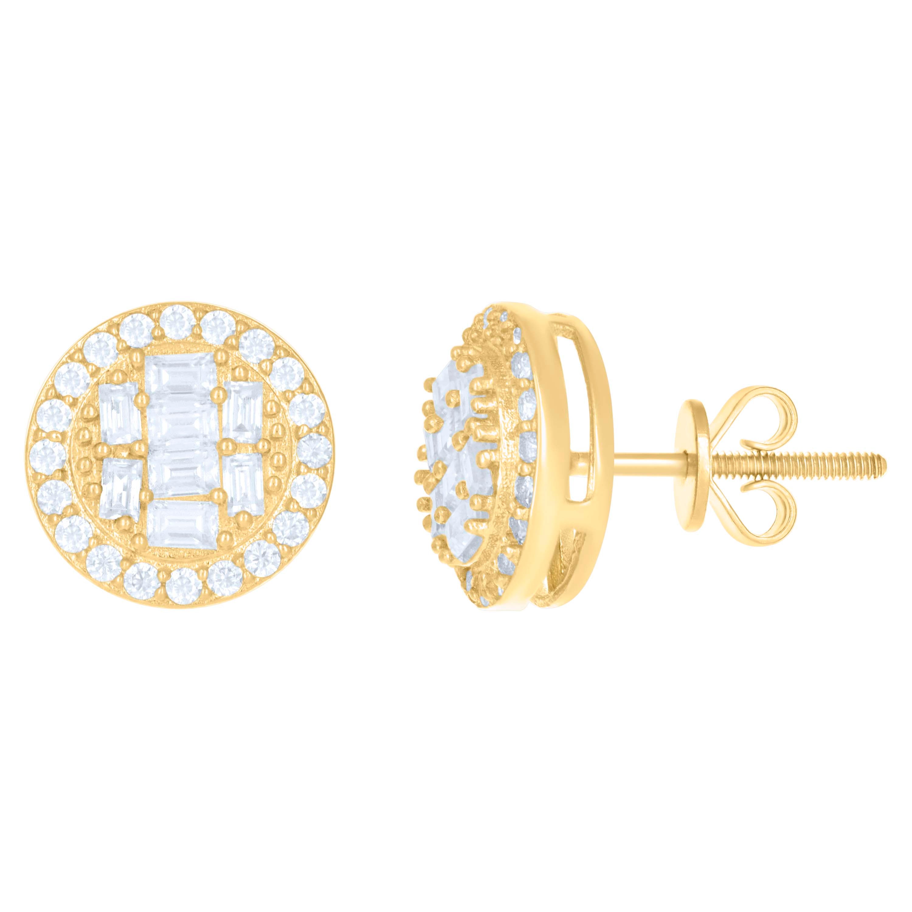 10kt Yellow Gold Womens Moissanite 1.12ct Fashion Stud Earrings