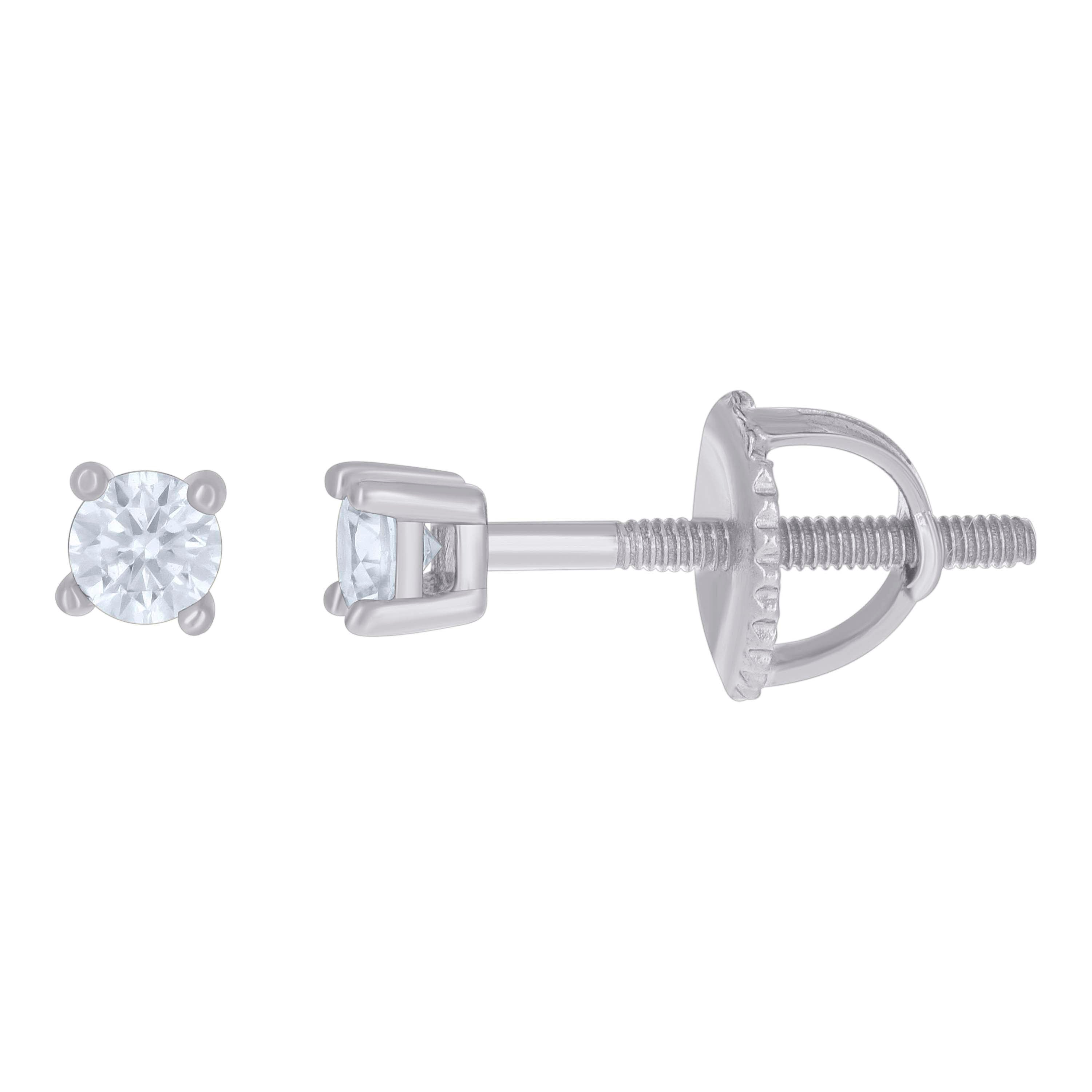 14Kt White Gold Womens 3mm 0.20ct Moissanite Stud Earrings
