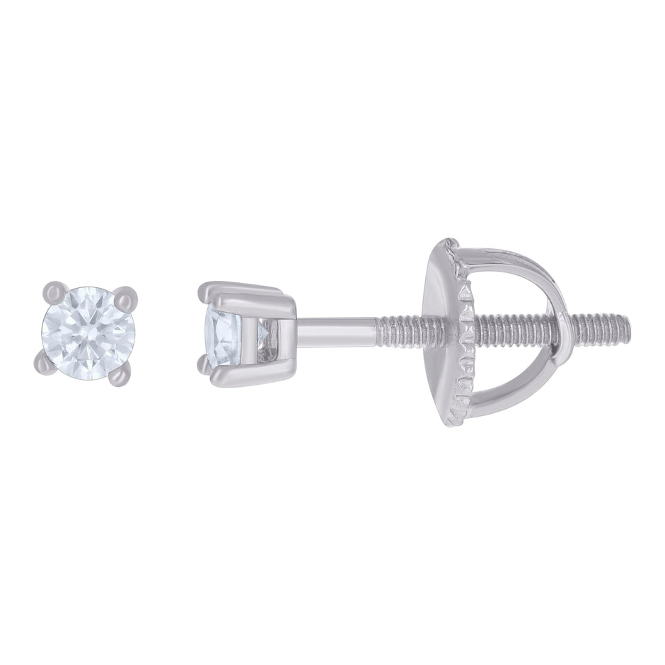 14Kt White Gold Womens 3mm 0.20ct Moissanite Stud Earrings