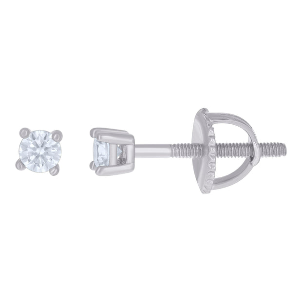 14Kt White Gold Womens 3mm 0.20ct Moissanite Stud Earrings
