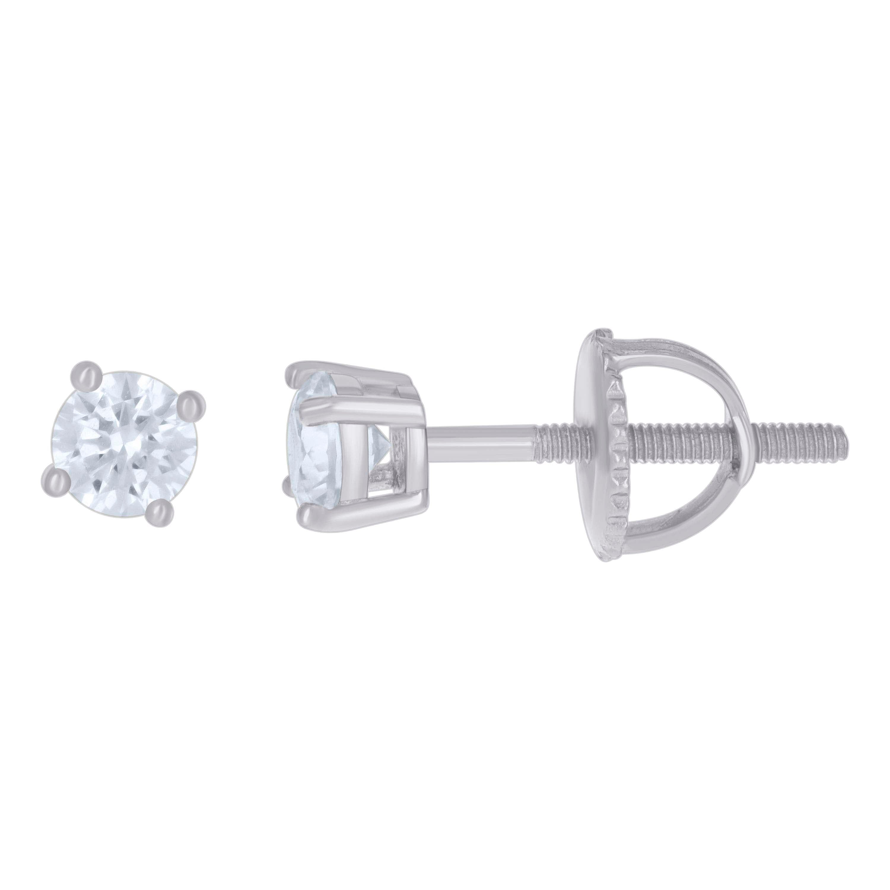 14Kt White Gold Womens 4mm 0.60ct Moissanite Stud Earrings