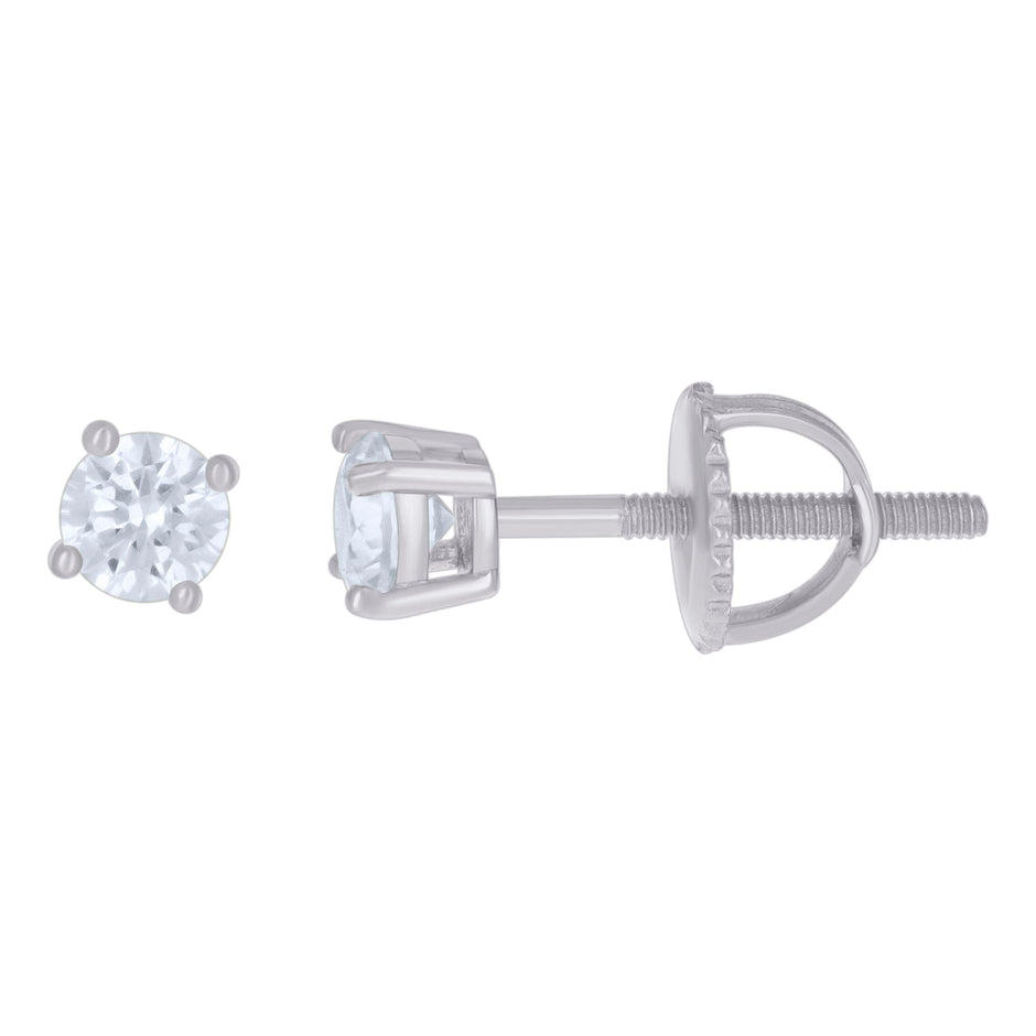 14Kt White Gold Womens 4mm 0.60ct Moissanite Stud Earrings