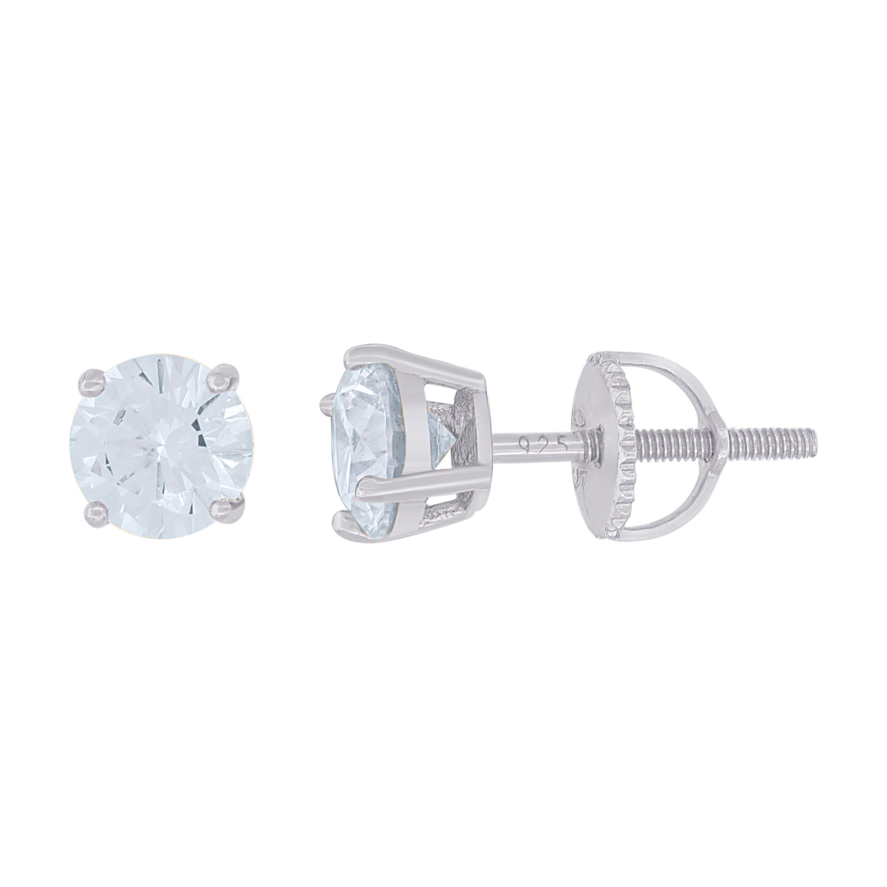 14Kt White Gold Womens 6mm 1.60ct Moissanite Stud Earrings