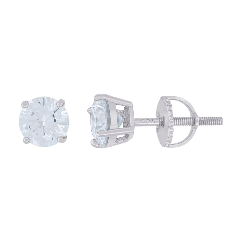 14Kt White Gold Womens 6mm 1.60ct Moissanite Stud Earrings