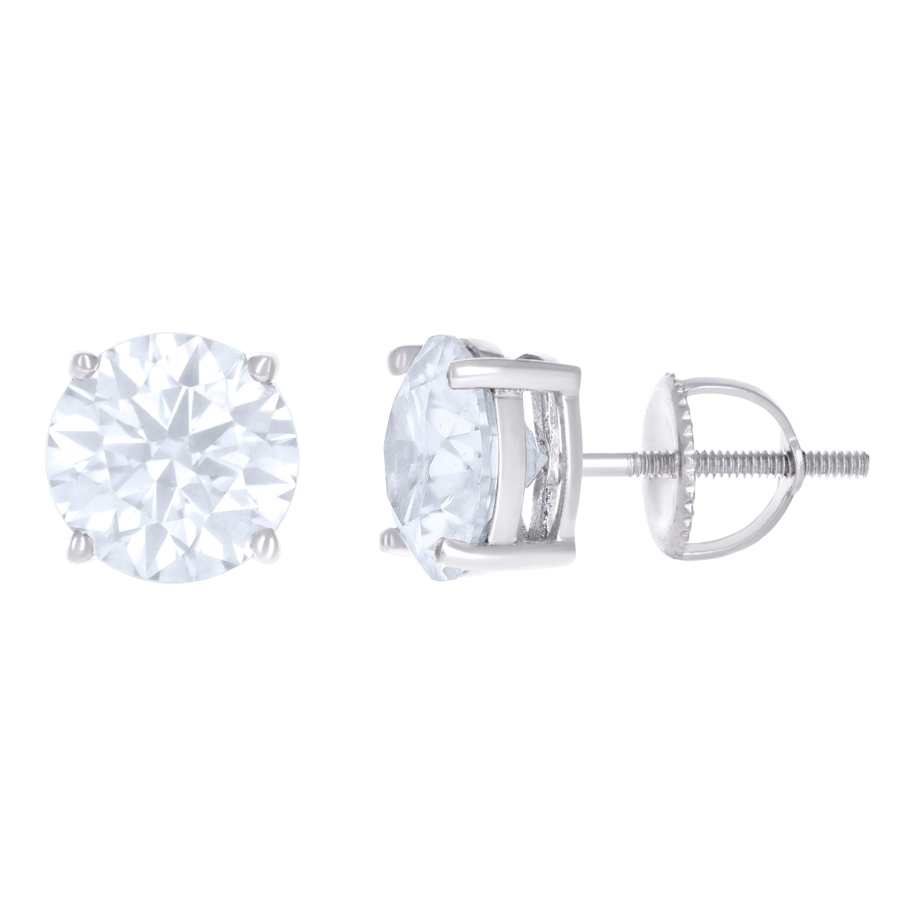 925 Sterling Silver Womens 4.00ct Moissanite 8mm Stud Earrings Screw Back