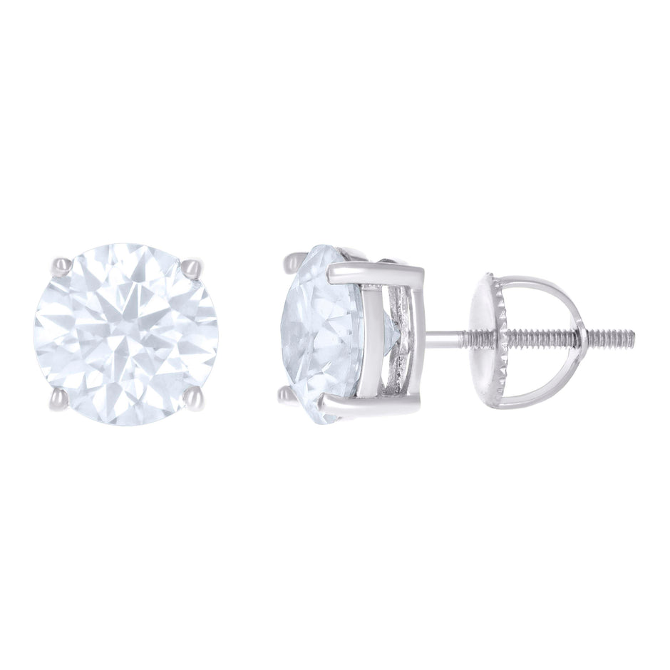 925 Sterling Silver Womens 4.00ct Moissanite 8mm Stud Earrings Screw Back