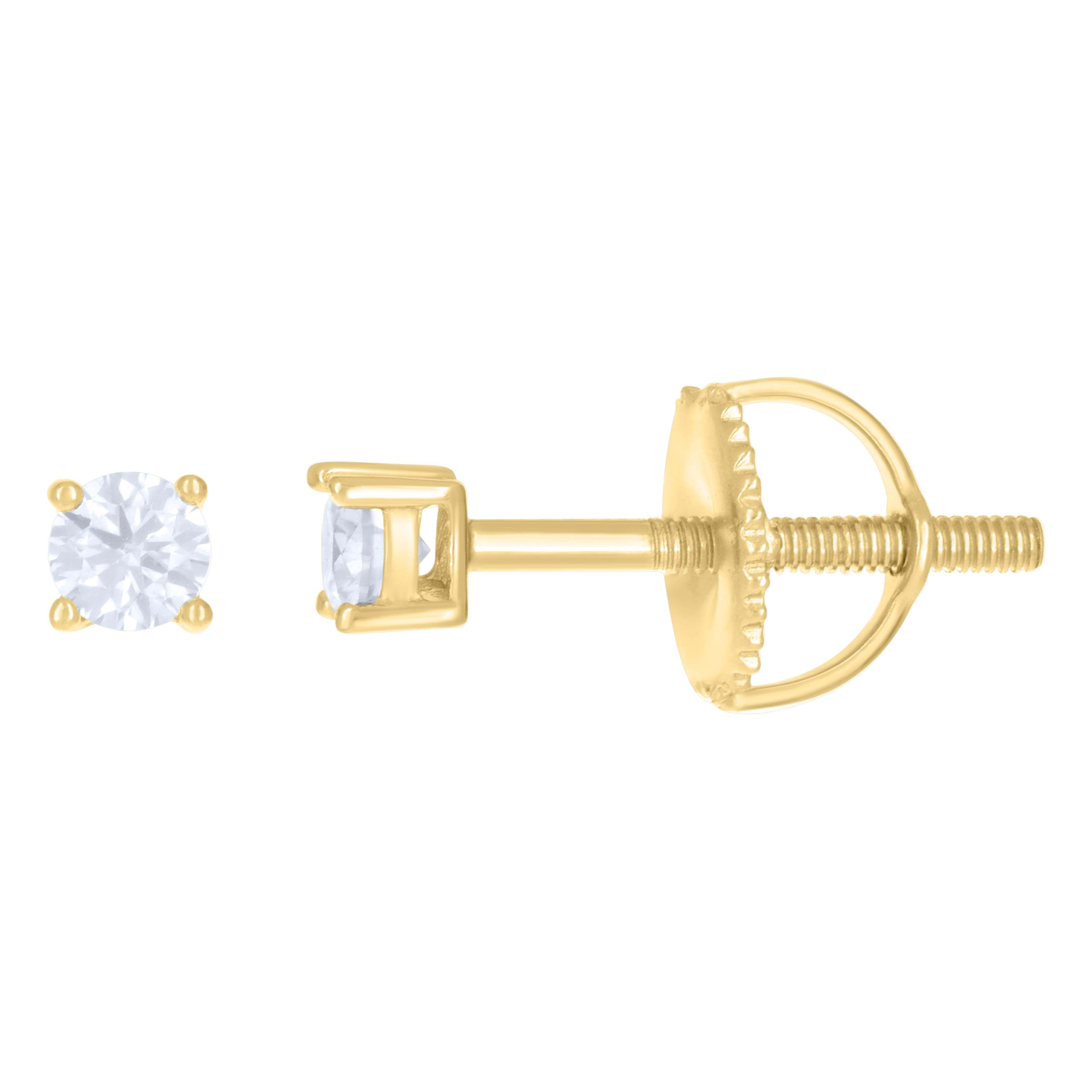 925 Sterling Silver Yellow-tone Womens 0.20ct Moissanite 3mm Stud Earrings Screw Back