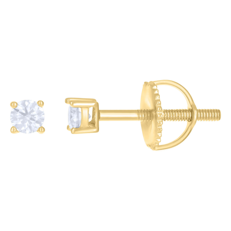 925 Sterling Silver Yellow-tone Womens 0.20ct Moissanite 3mm Stud Earrings Screw Back
