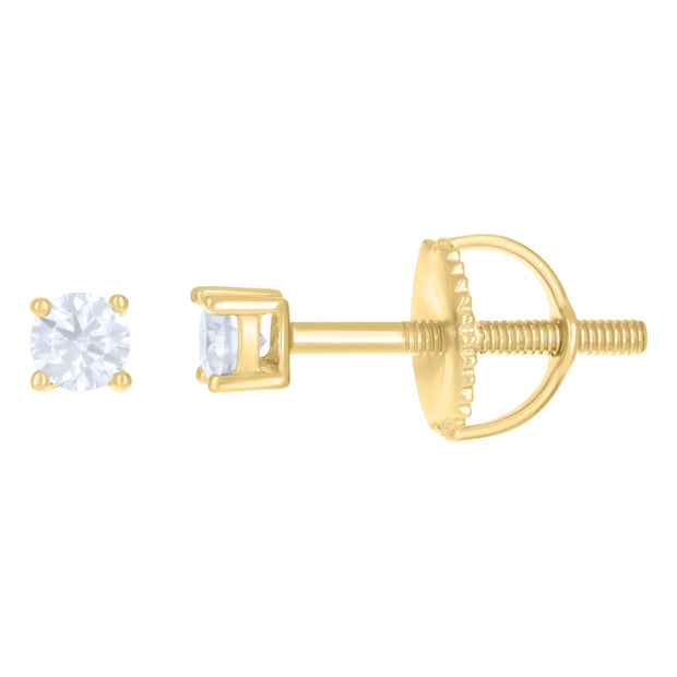 925 Sterling Silver Yellow-tone Womens 0.20ct Moissanite 3mm Stud Earrings Screw Back