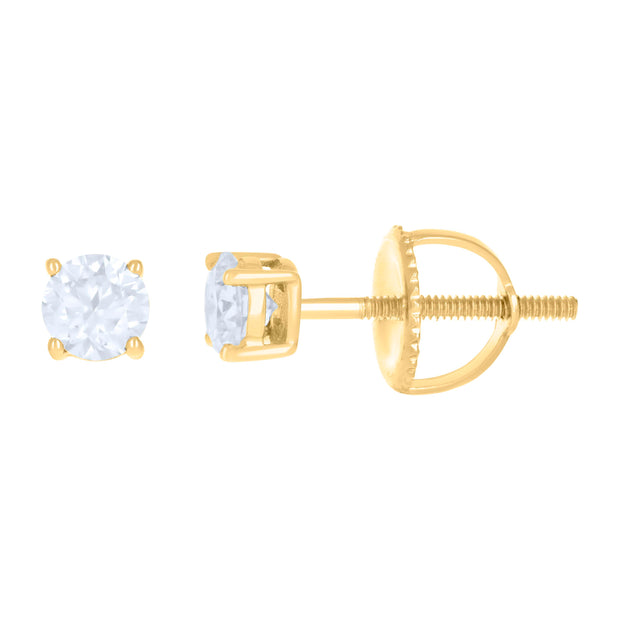 925 Sterling Silver Yellow-tone Womens 0.60ct Moissanite 4mm Stud Earrings Screw Back