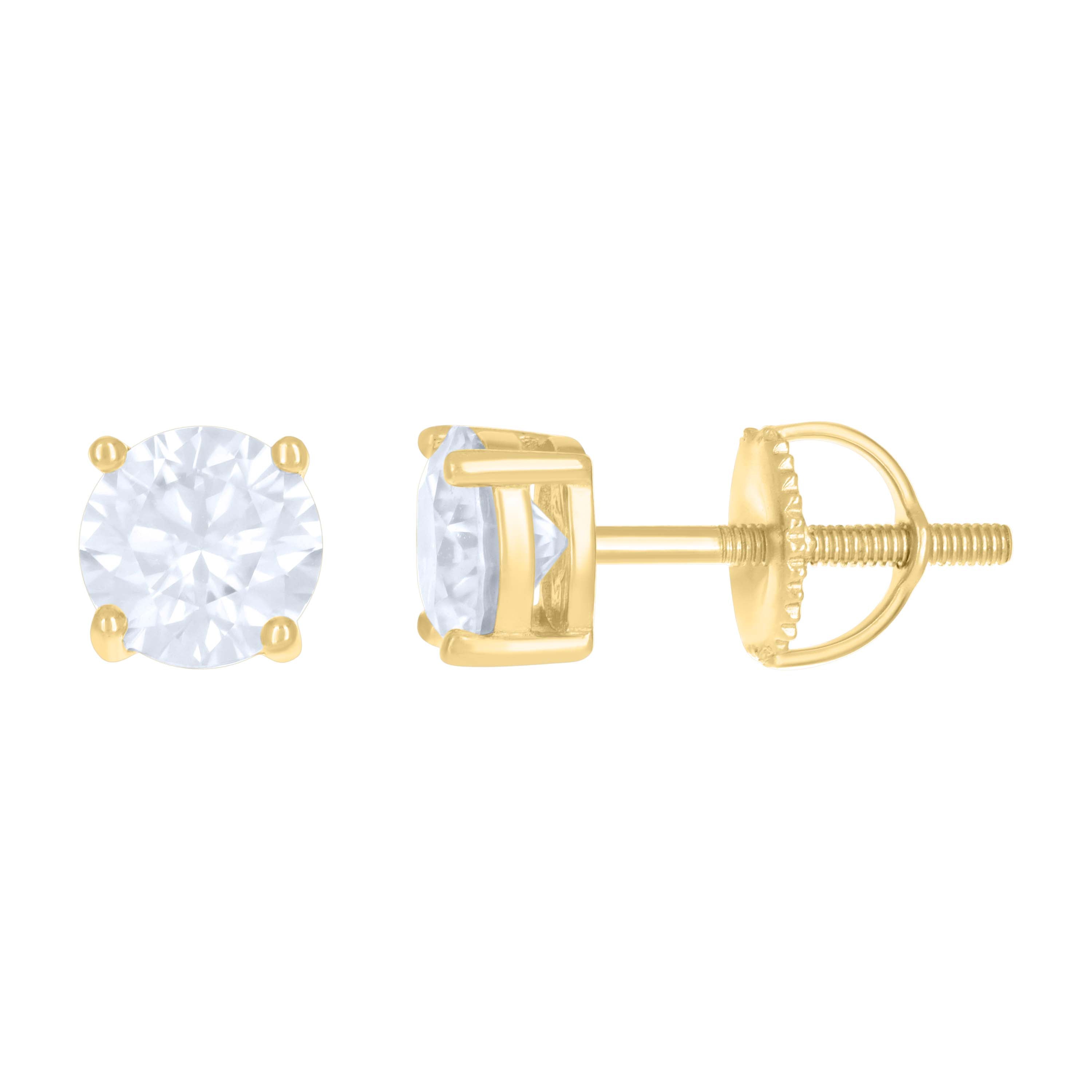 925 Sterling Silver Yellow-tone Womens 1.6ct Moissanite Fashion Stud Earrings 