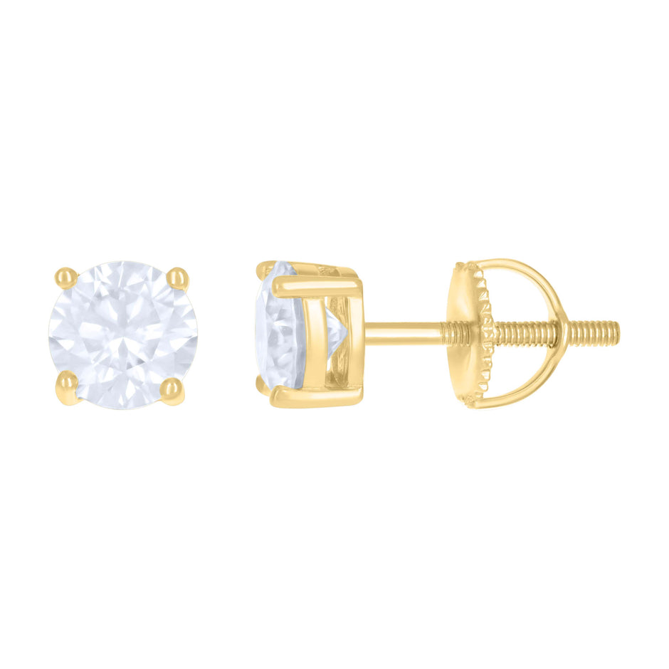 925 Sterling Silver Yellow-tone Womens 1.6ct Moissanite Fashion Stud Earrings 