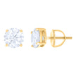 925 Sterling Silver Yellow-tone Womens 2.40ct Moissanite 7mm Stud Earrings Screw Back