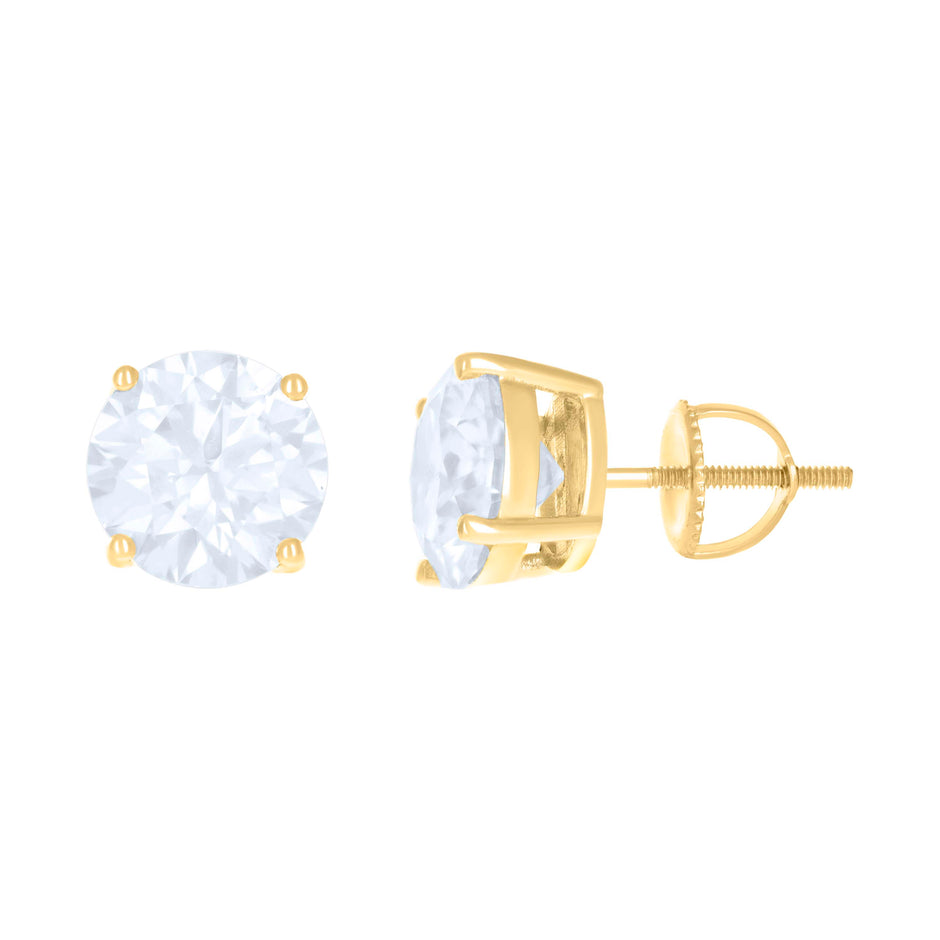 925 Sterling Silver Yellow-tone Womens 5.2ct Moissanite Fashion Stud Earrings 