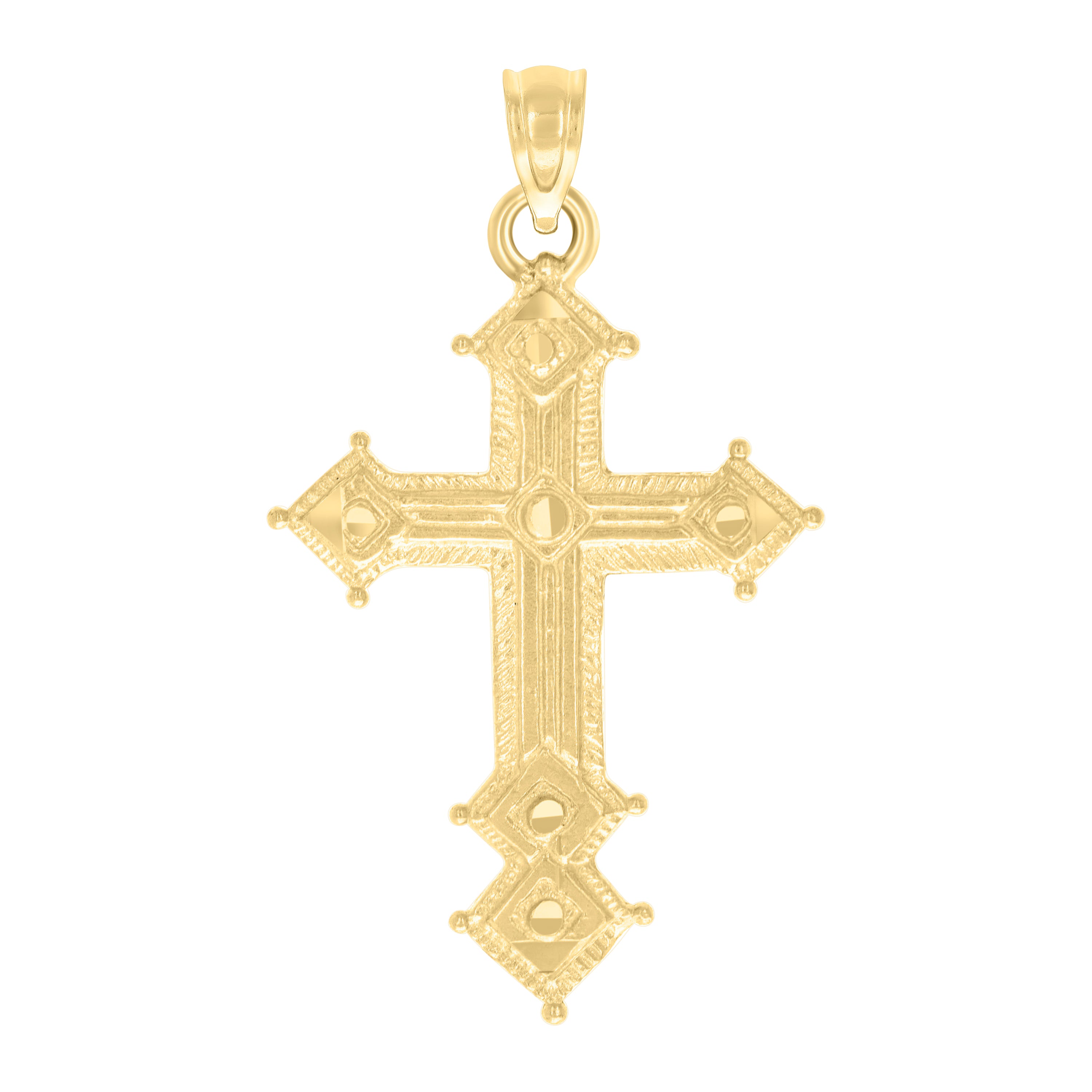 10kt Yellow Gold Mens Women Textured Cross Religious Charm Pendant