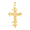 10kt Yellow Gold Mens Women Textured Cross Religious Charm Pendant