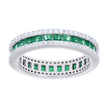 925 Sterling Silver Womens Green White Princess-cut Round Cubic-Zirconia Eternity Wedding Band Ring Size 7 - SLV-128559