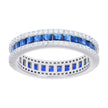 925 Sterling Silver Womens Blue White Princess-cut Round Cubic-Zirconia Eternity Wedding Band Ring Size 7 - SLV-128564