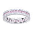 925 Sterling Silver Womens Pink White Princess-cut Round Cubic-Zirconia Eternity Wedding Band Ring Size 8 - SLV-128570