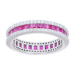 925 Sterling Silver Womens Pink White Princess-cut Round Cubic-Zirconia Eternity Wedding Band Ring Size 7 - SLV-128574