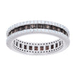 925 Sterling Silver Womens Brown White Princess-cut Round Cubic-Zirconia Eternity Wedding Band Ring Size 6