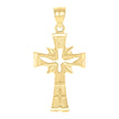 10kt Yellow Gold Unisex Nugget Textured Cross Religious Charm Pendant