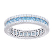 925 Sterling Silver Womens Sky Blue White Princess-cut Round Cubic-Zirconia Eternity Wedding Band Ring Size 9 - SLV-128586