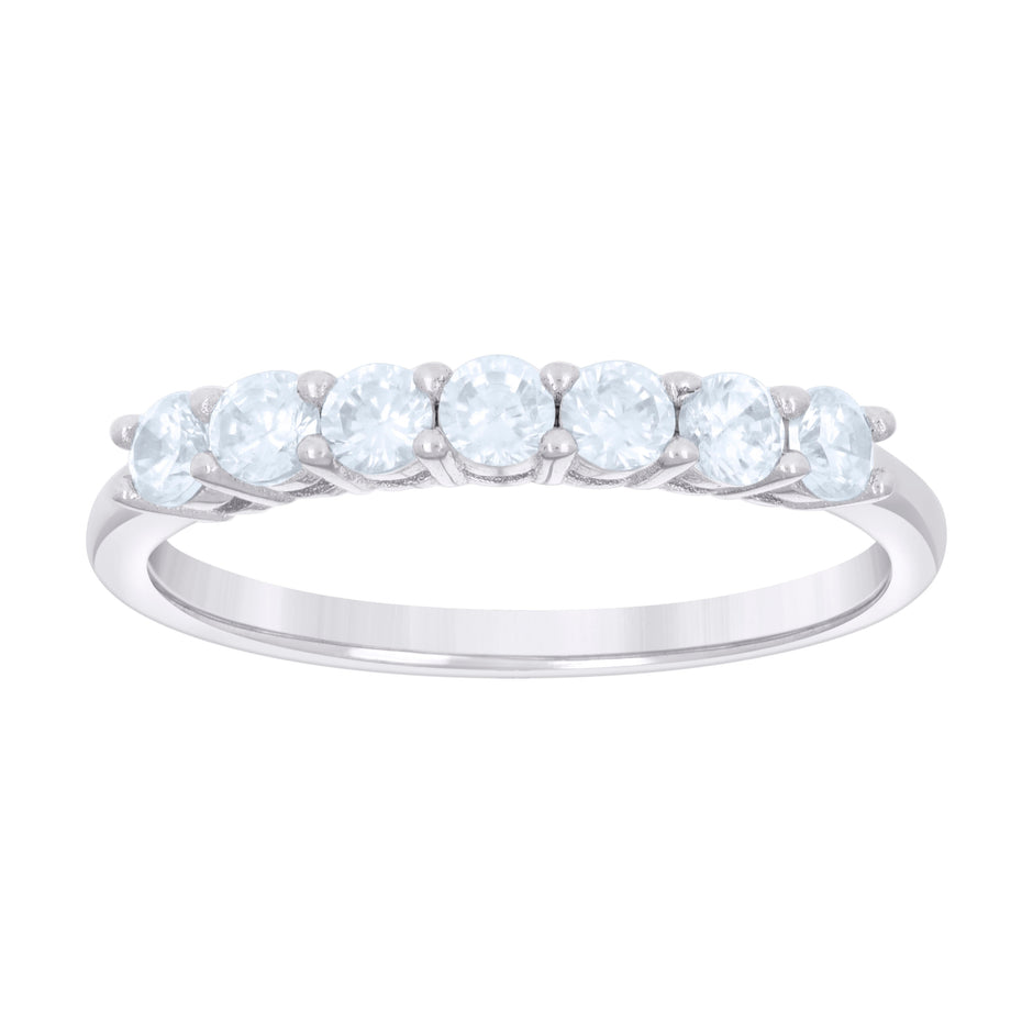 925 Sterling Silver Womens Cubic-Zirconia Single Row CZ Wedding Band Ring Size 6