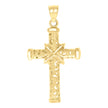 10kt Yellow Gold Unisex Textured Cross Religious Charm Pendant