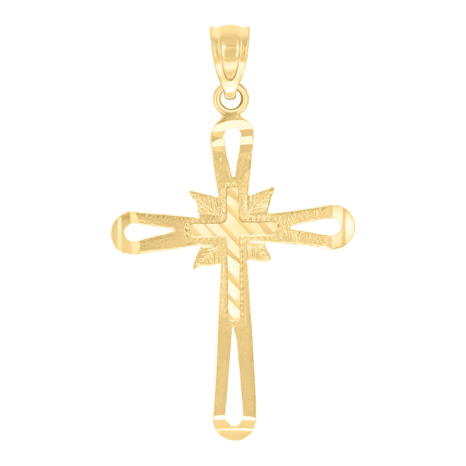 10kt Yellow Gold Mens Women Cross Religious Charm Pendant
