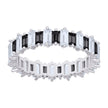 925 Sterling Silver Womens Baguette Black White Cubic-Zirconia Fashion Ring Size 8  - SLV-128719