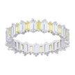 925 Sterling Silver Womens Baguette Yellow White Cubic-Zirconia Fashion Ring Size 9  - SLV-128730