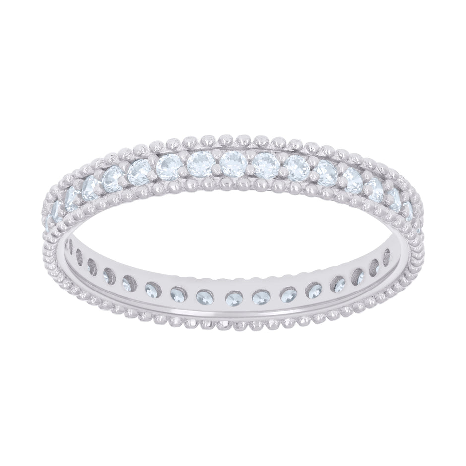 925 Sterling Silver Womens Cubic-Zirconia Single Row CZ Eternity Engagement Ring Size 9 - SLV-128746