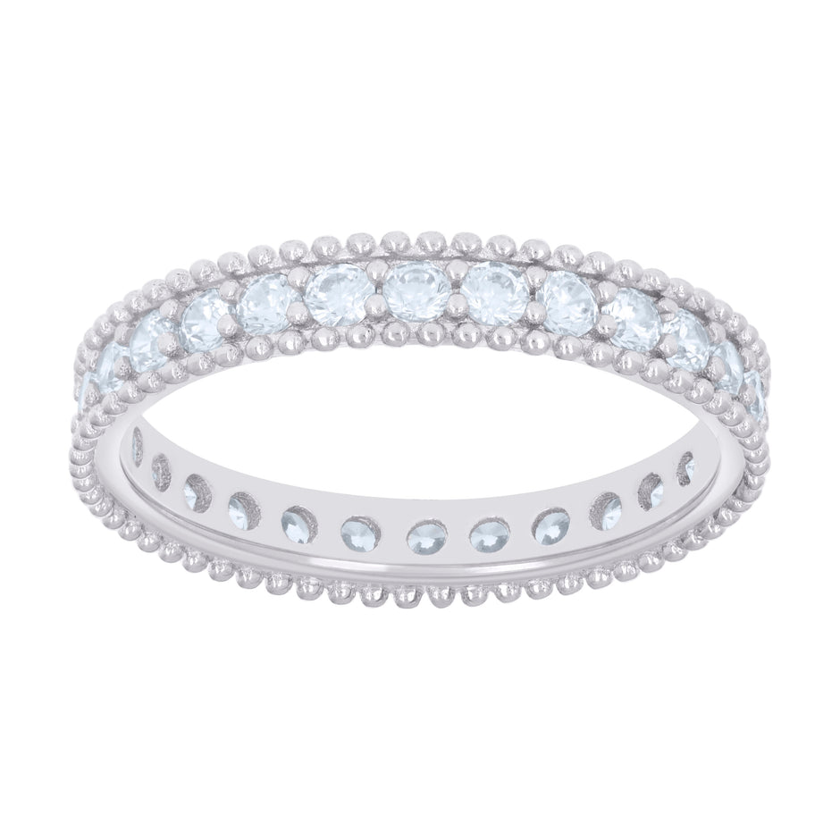 925 Sterling Silver Womens Cubic-Zirconia Single Row CZ Eternity Engagement Ring Size 6