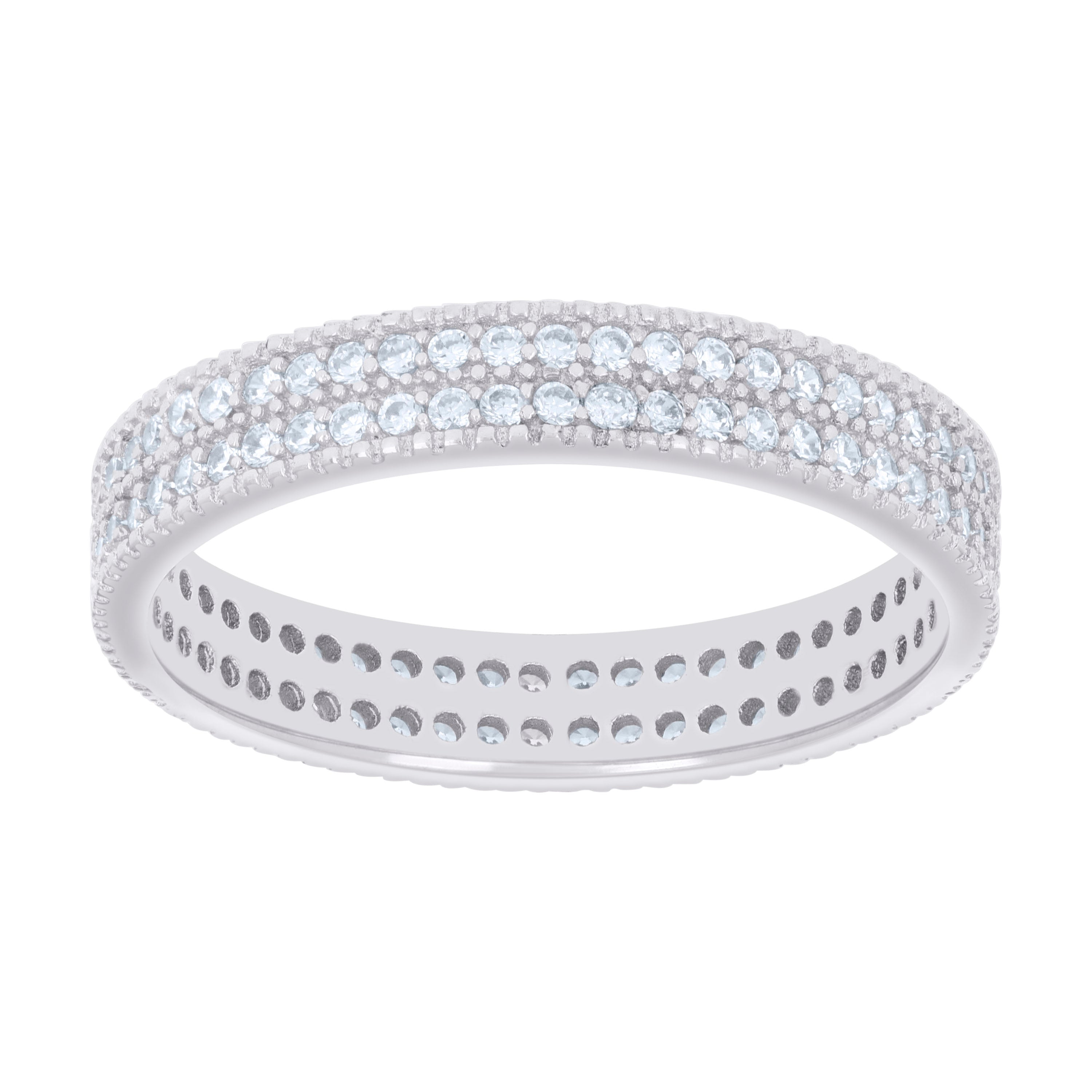 925 Sterling Silver Womens Cubic-Zirconia Double Row CZ Wedding Band Ring Size 7 - SLV-128760