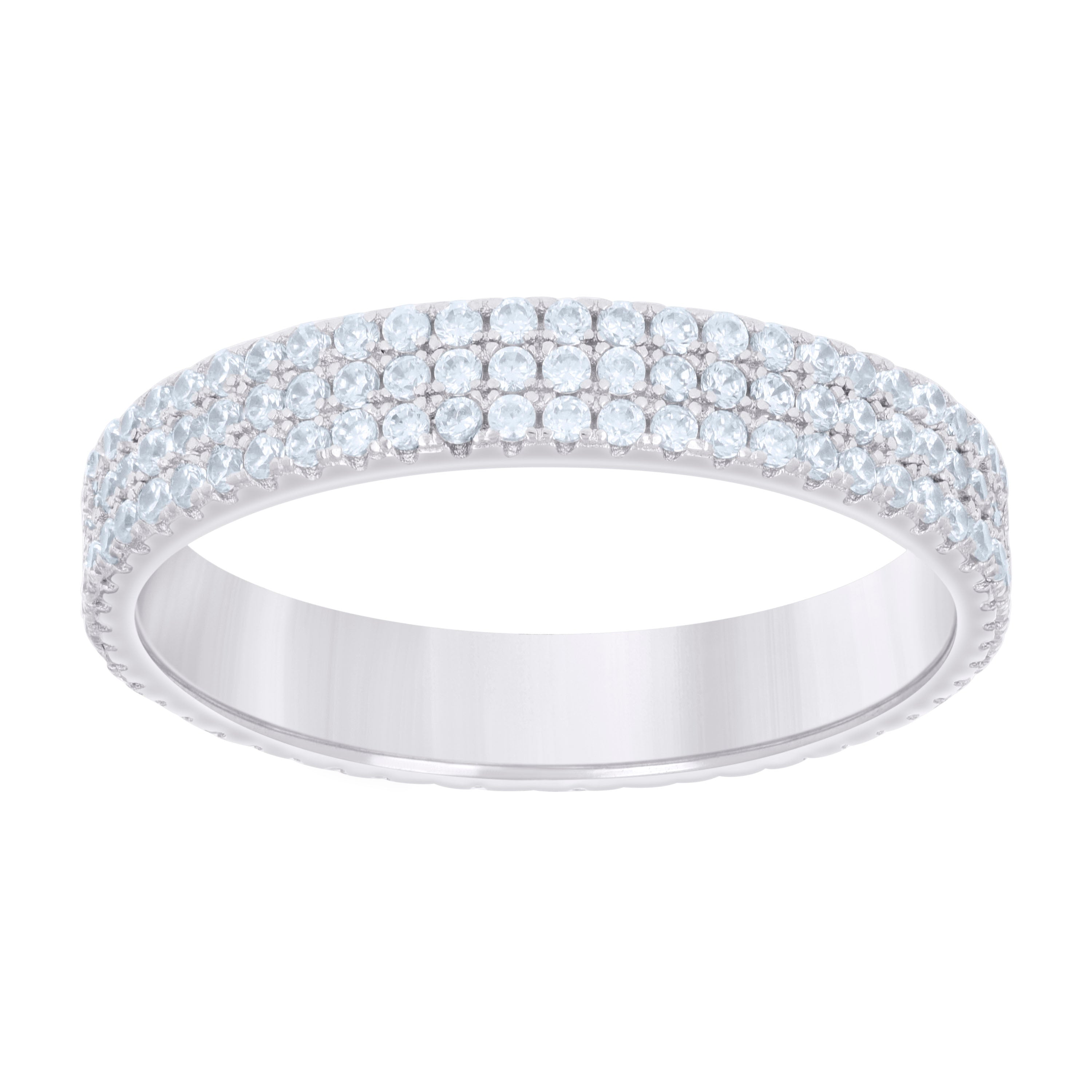 925 Sterling Silver Womens Cubic-Zirconia Triple Row CZ Wedding Band Ring Size 8 - SLV-128772