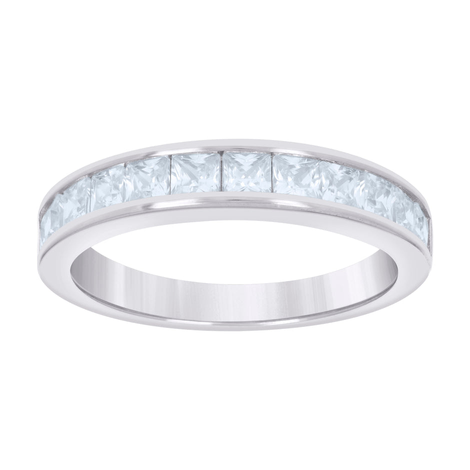 925 Sterling Silver Womens Princess-Cut Cubic-Zirconia Wedding Band Ring Size 9 - SLV-128792