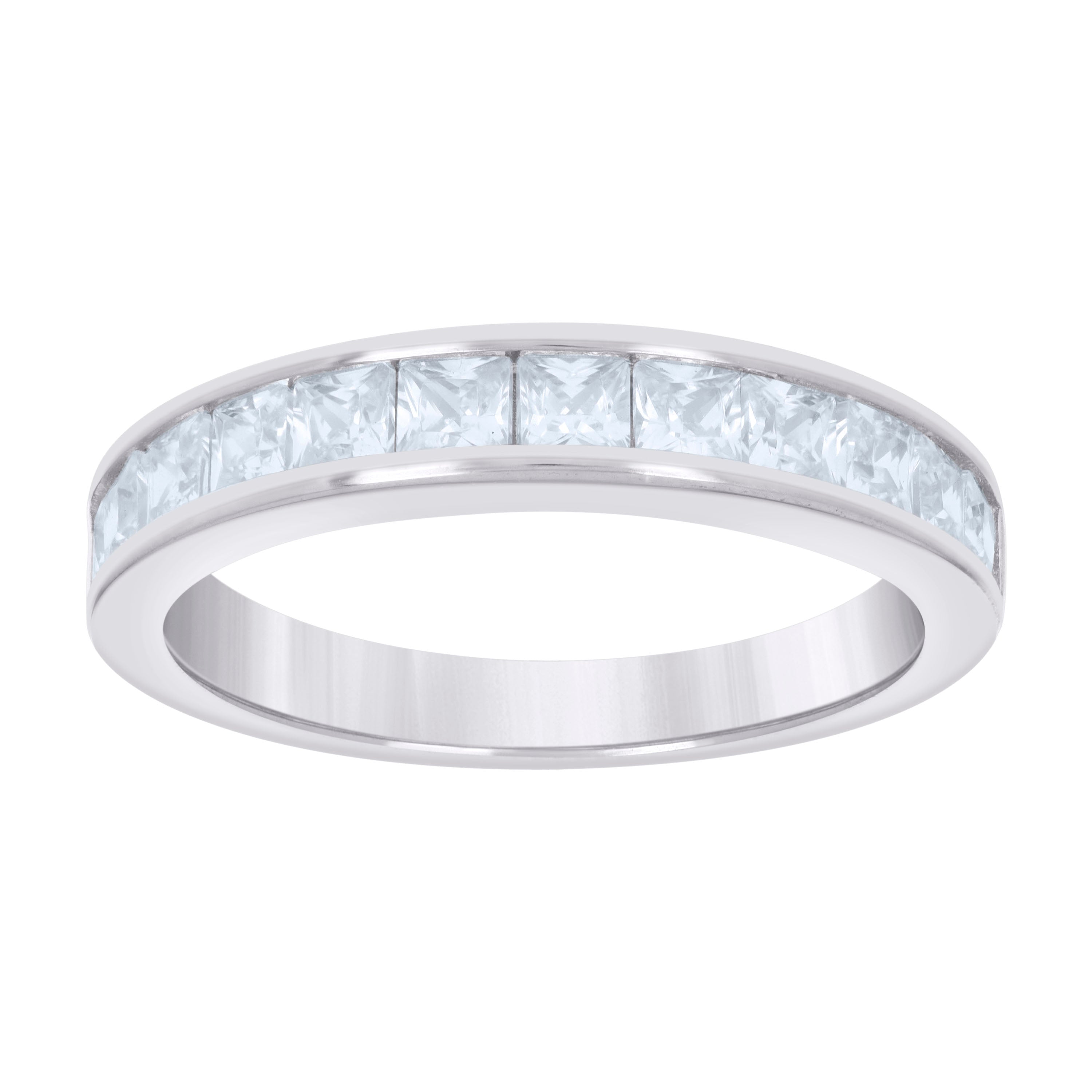 925 Sterling Silver Womens Princess-Cut Cubic-Zirconia Wedding Band Ring Size 10 - SLV-128793