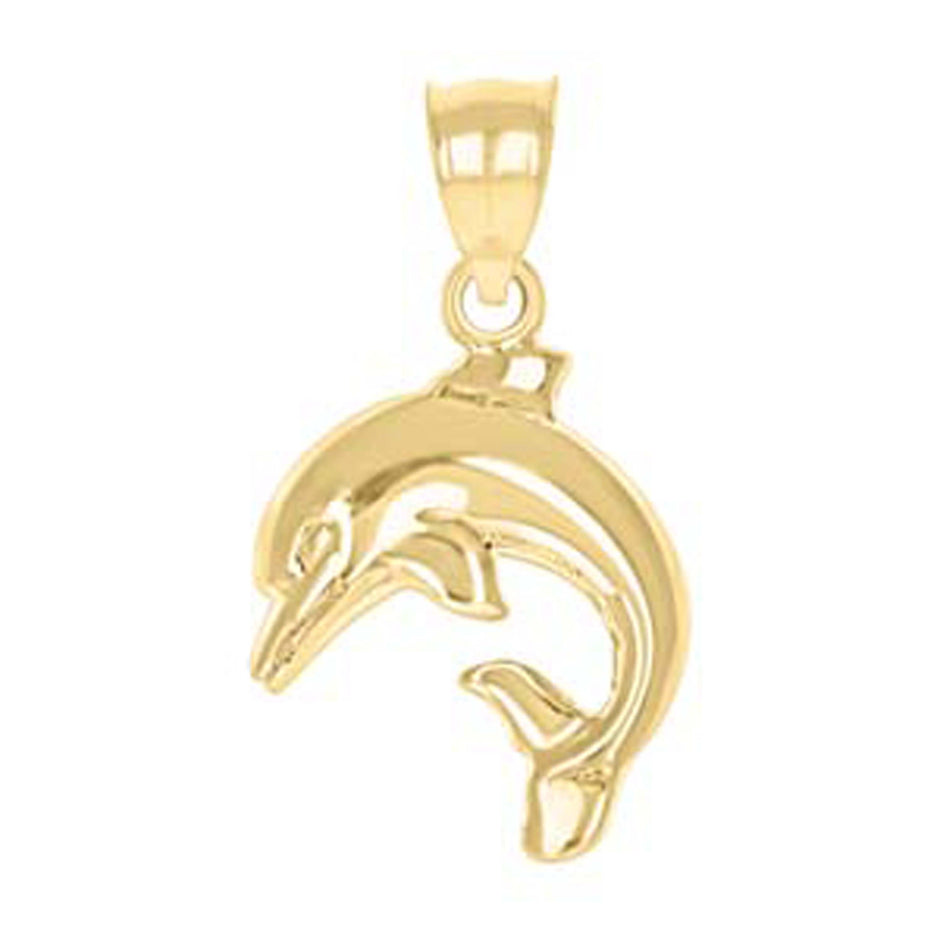 10kt Yellow Gold Womens Dolphin Animal Charm Pendant