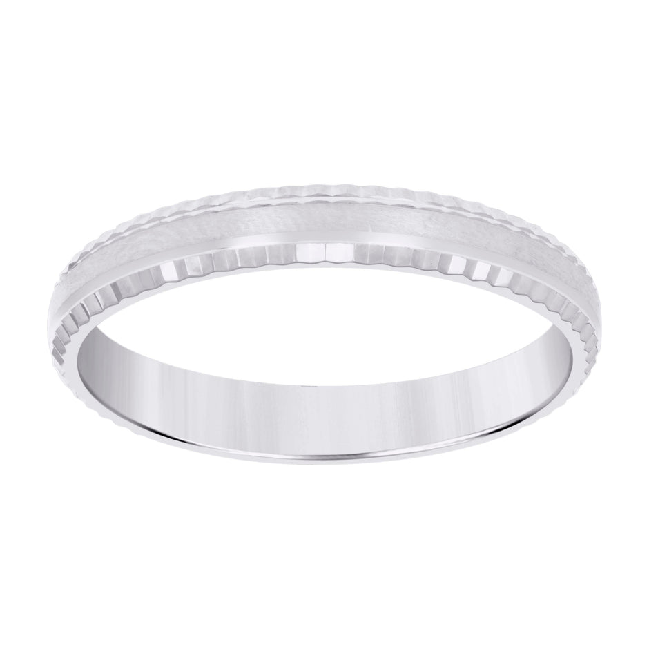14kt White Gold Mens 4mm Diamond-cut Wedding Band Ring Size 13 - SLV-128868
