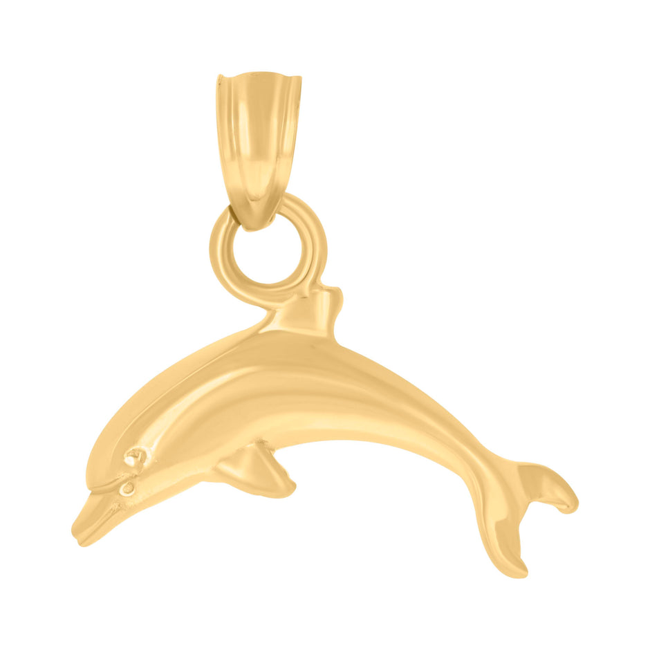 10kt Yellow Gold Unisex Sea Dolphin Animal Charm Pendant