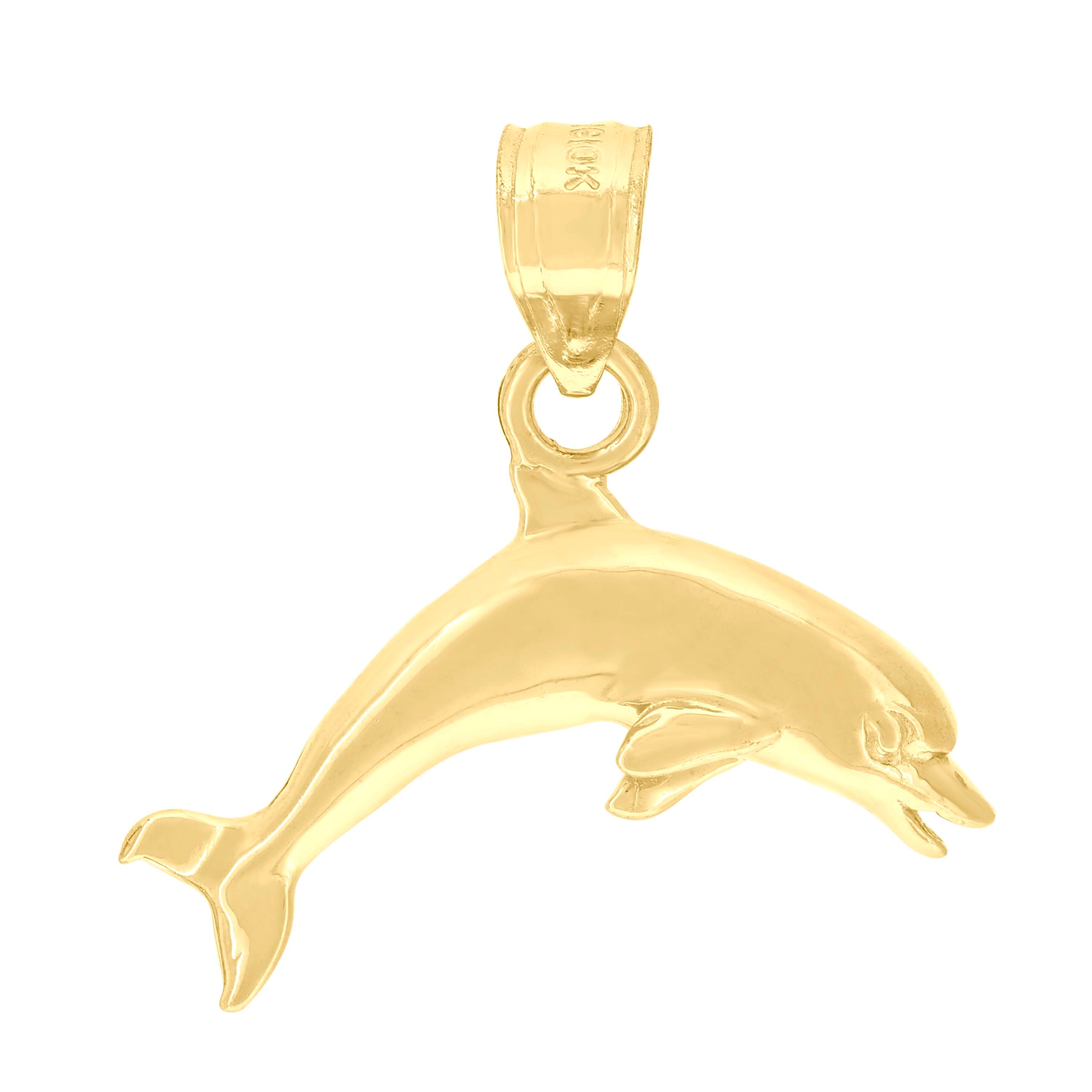 10kt Yellow Gold Womens Dolphin Animal Charm Pendant