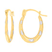14Kt Two-tone Gold Womens Heart Oval Hoop Earrings