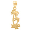 10kt Yellow Gold Womens Nugget Textured Palm Trees Charm Pendant