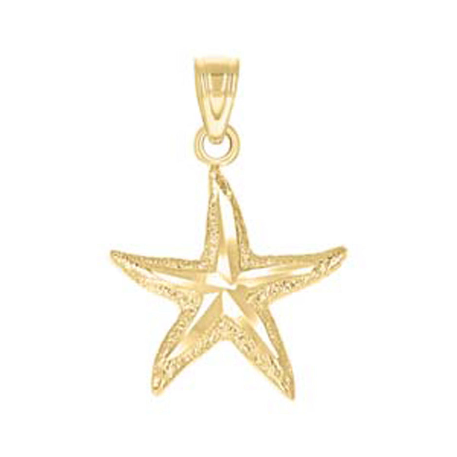 10kt Yellow Gold Unisex Star Fish Sea Life Charm Pendant